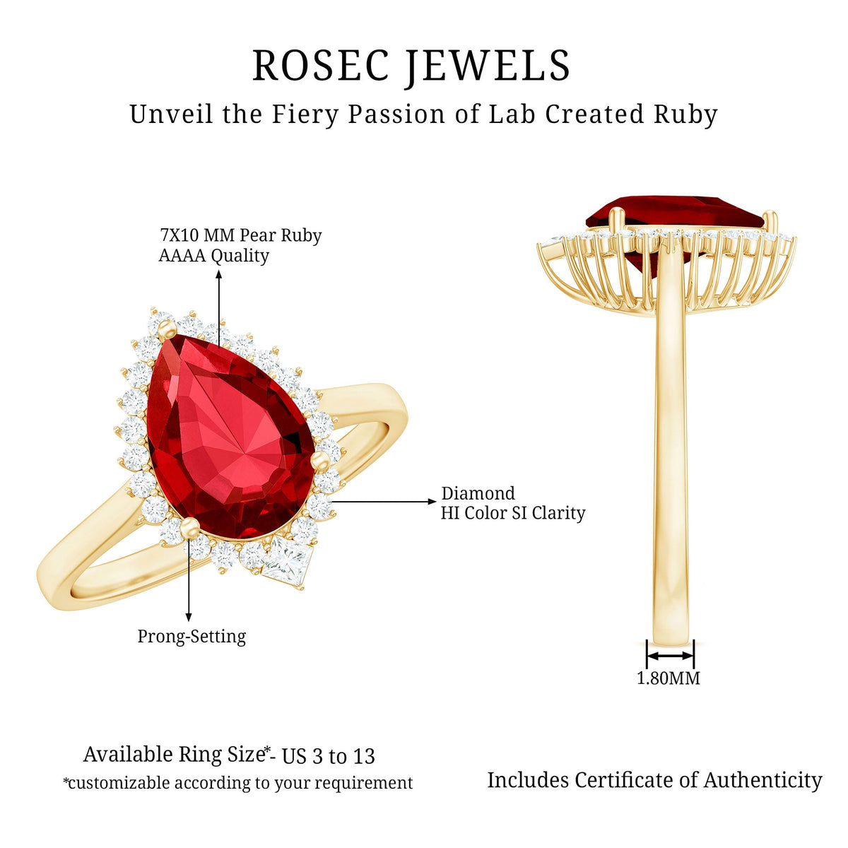 Lab-Created Ruby Teardrop & Diamond Halo Ring