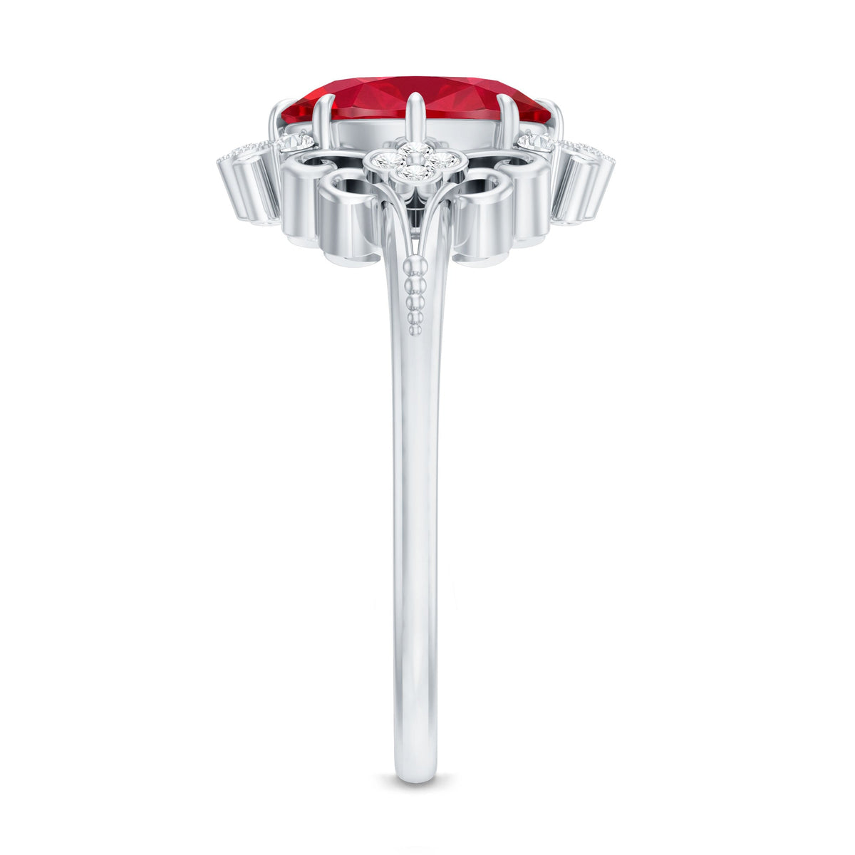 Vintage-Inspired Oval Lab-Created Ruby & Diamond Ring