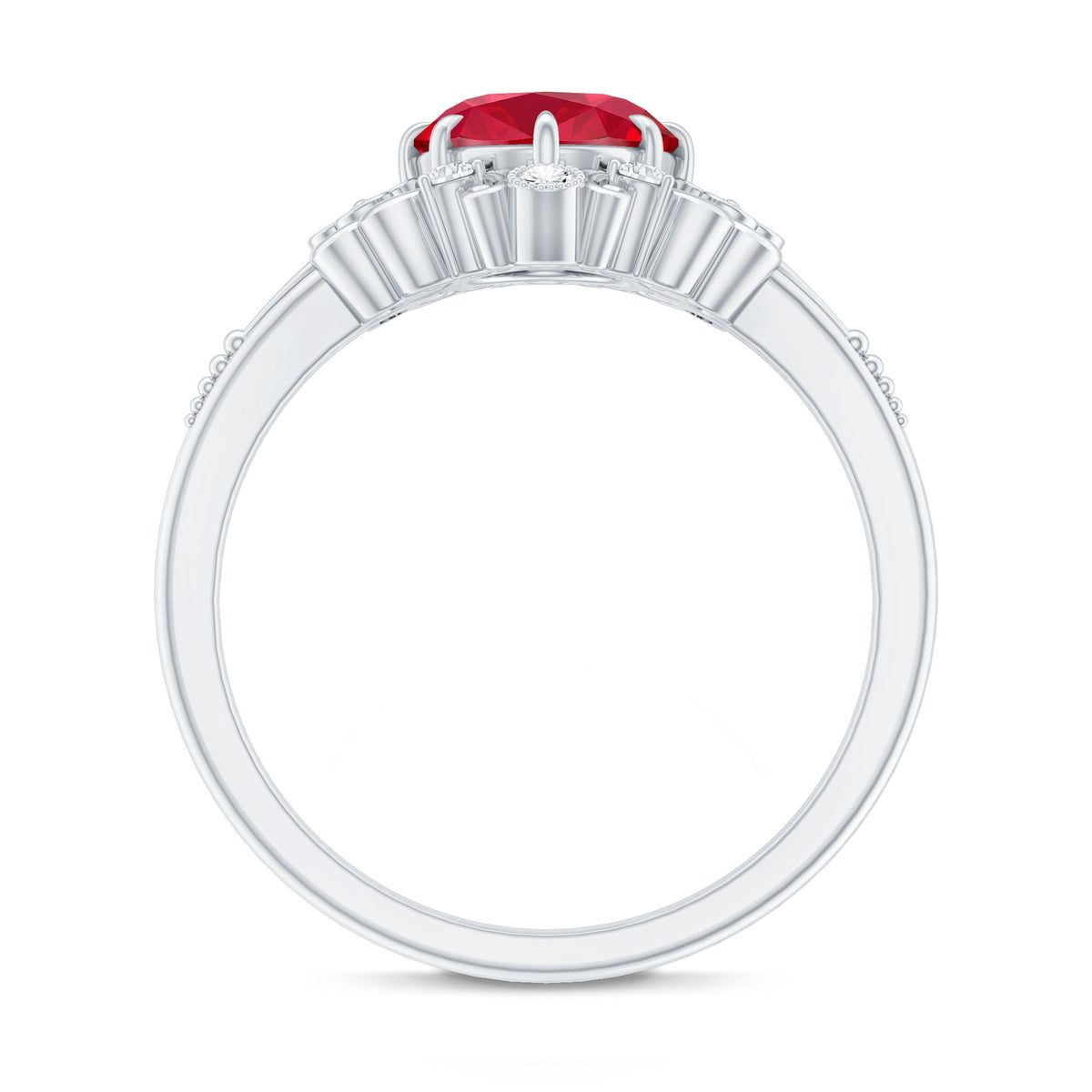 Vintage-Inspired Oval Lab-Created Ruby & Diamond Ring