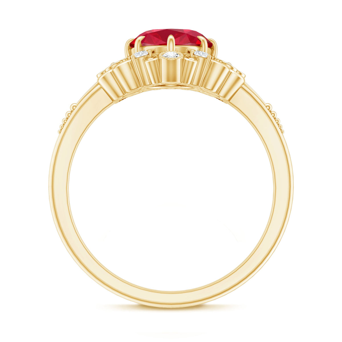 Vintage-Inspired Oval Lab-Created Ruby & Diamond Ring