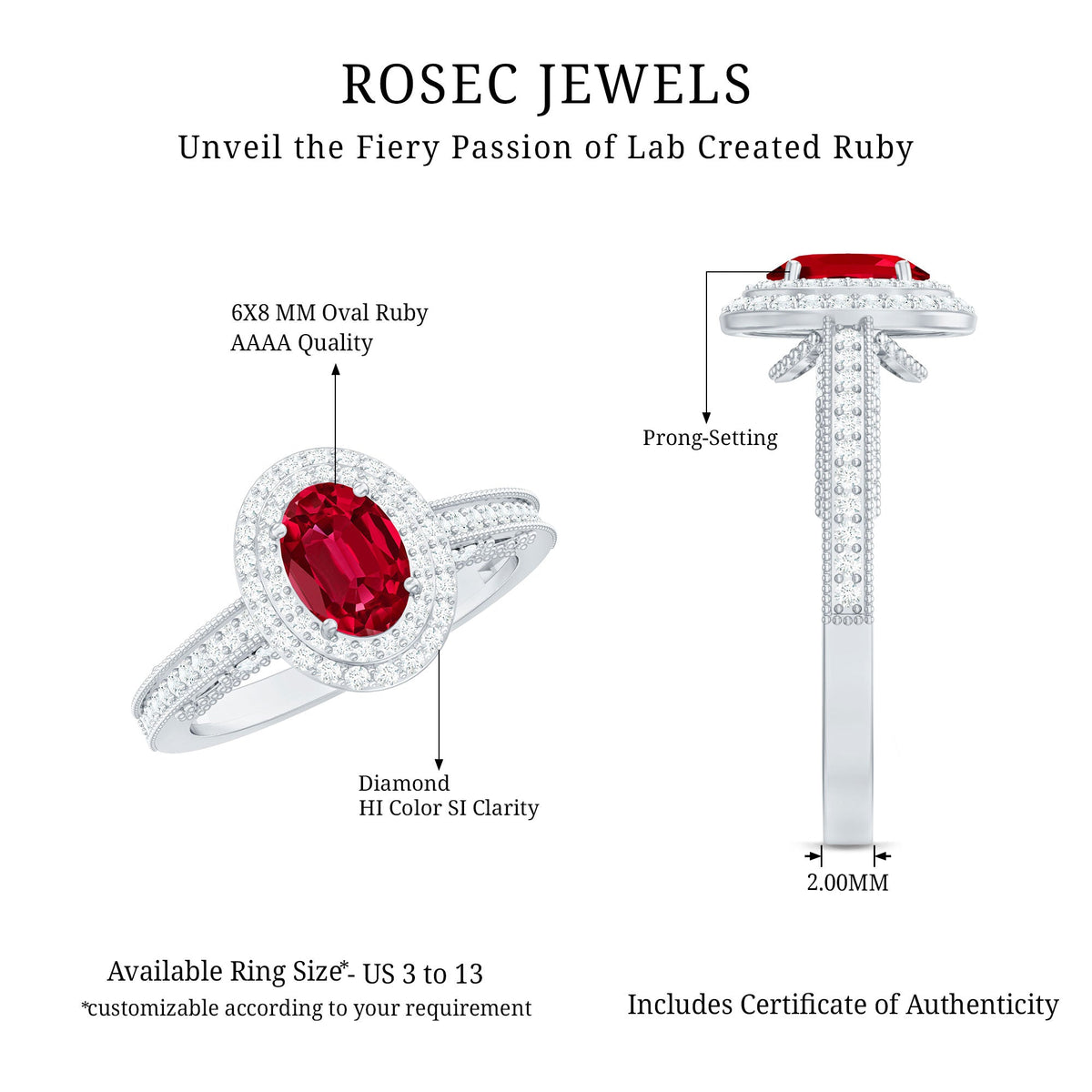 Lab-Created Ruby & Diamond Double Halo Ring