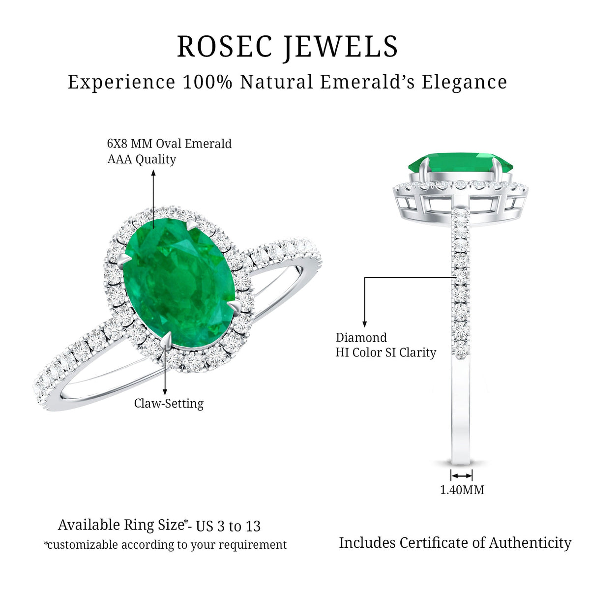 Oval Emerald & Diamond Halo Ring