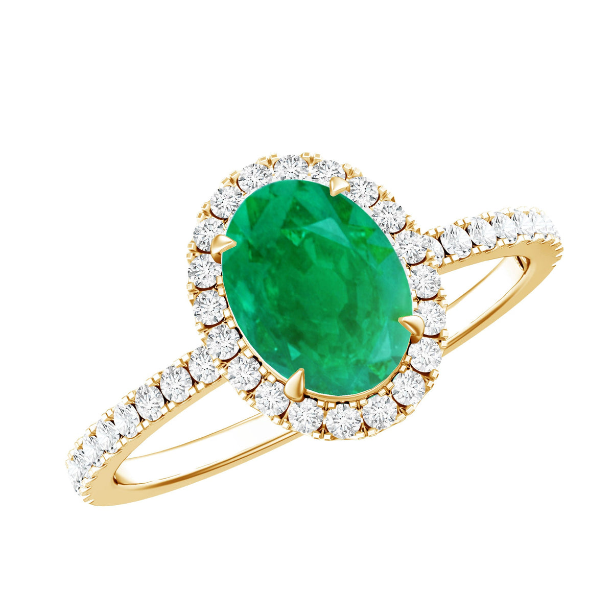 Oval Emerald & Diamond Halo Ring