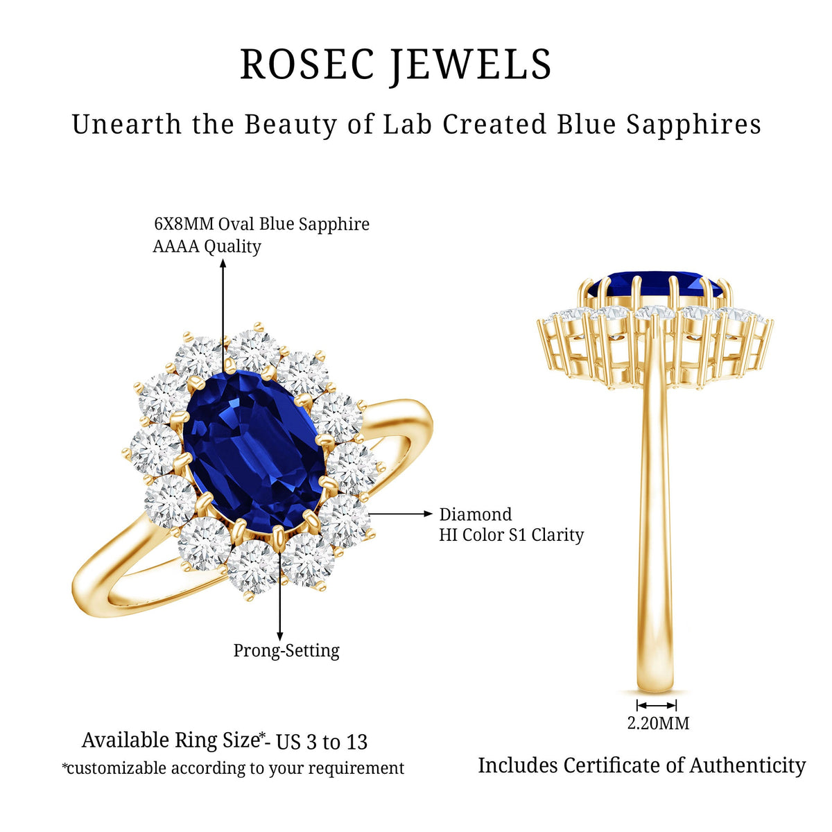 Oval Lab-Created Blue Sapphire & Diamond Halo Engagement Ring