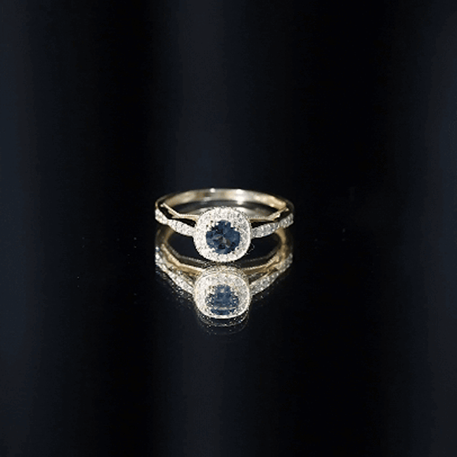 London Blue Topaz & Diamond Halo Ring