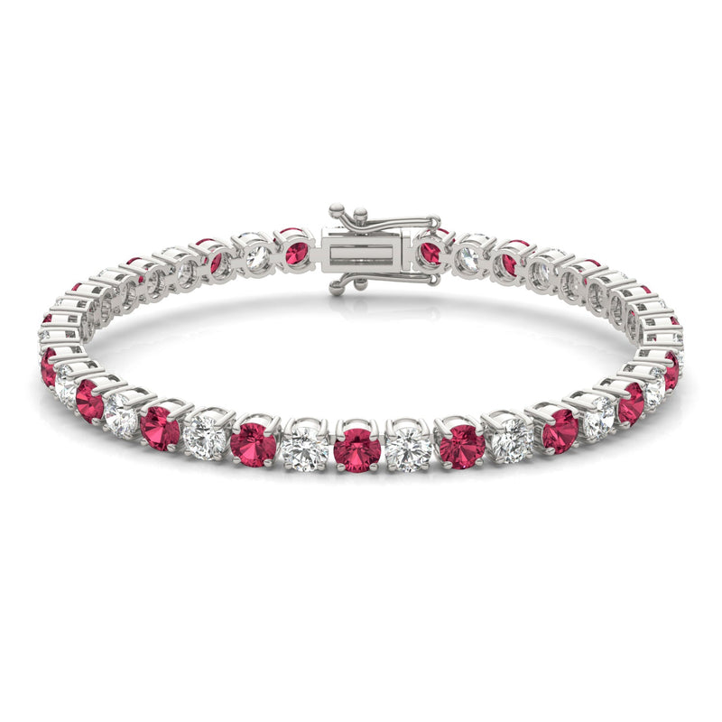 7.50 CTW AGI Certified Lab Created Ruby & Diamond Tennis Bracelet in
