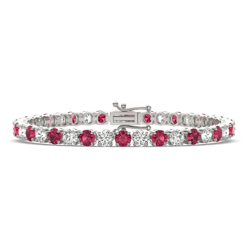 7.50 CTW AGI Certified Lab Created Ruby & Diamond Tennis Bracelet in