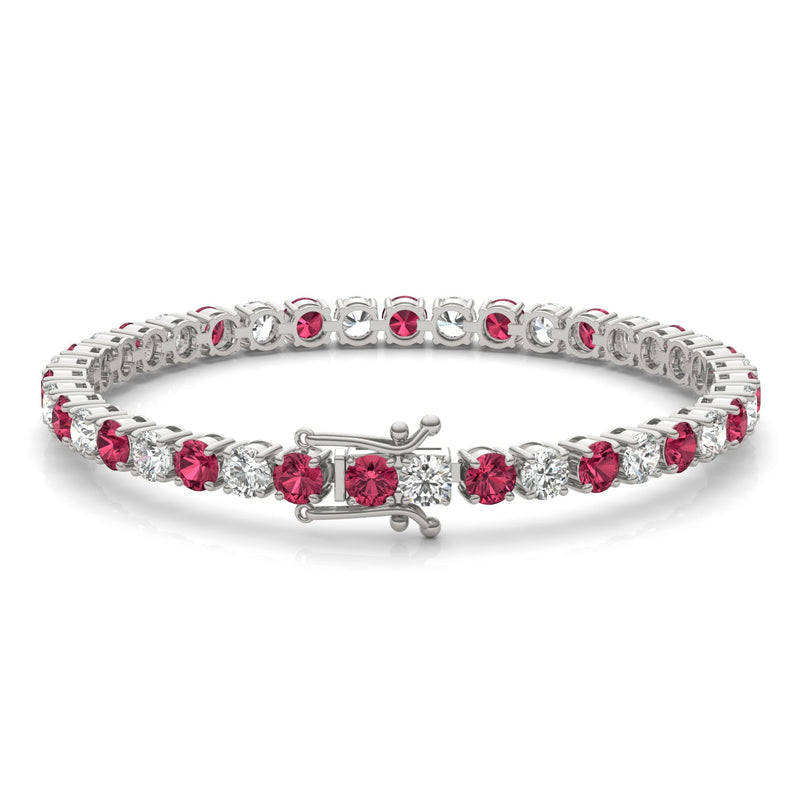 7.50 CTW AGI Certified Lab Created Ruby & Diamond Tennis Bracelet in
