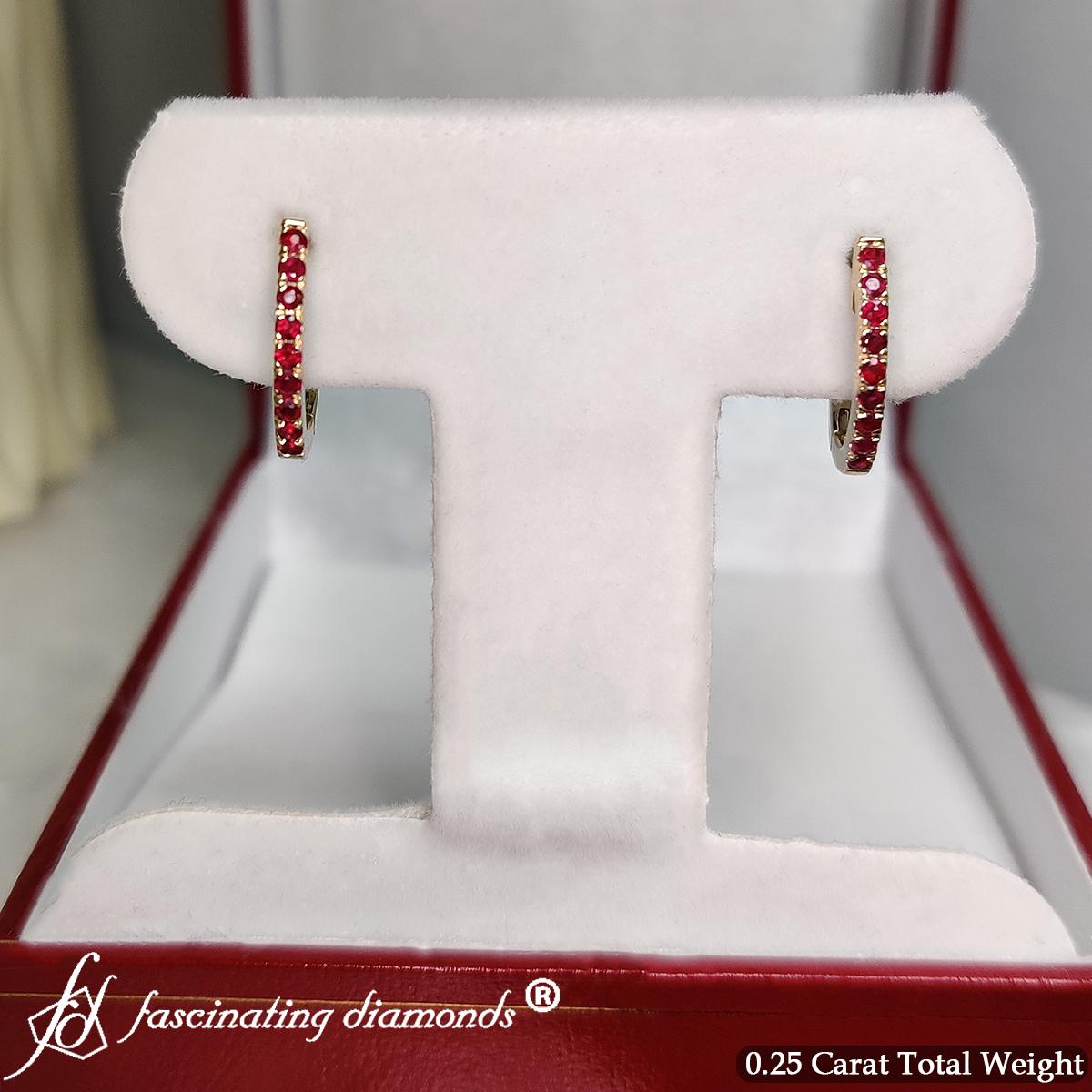 Round Diamond Huggie Hoop Earrings