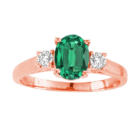 Ilano Collection R3676-14R-EM75-i-1 7 x 5 in. 14K Rose Gold Oval Emerald