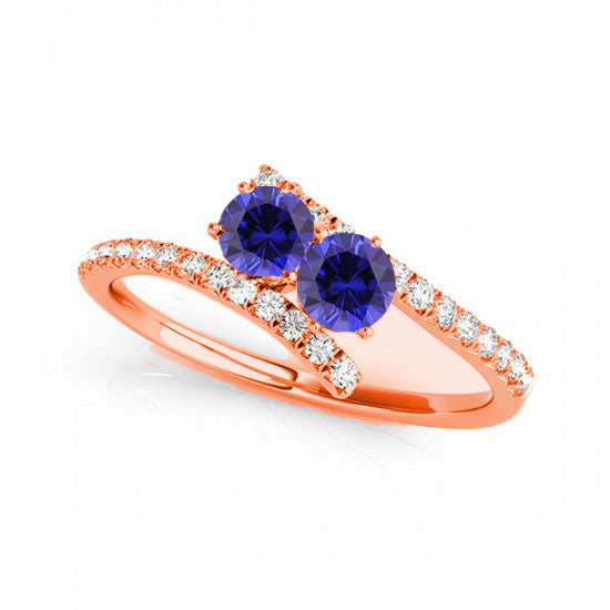 USA Studs R781-S-D-.50-14R-i-1 0.50 14K Rose Gold Sapphire Two Stone R