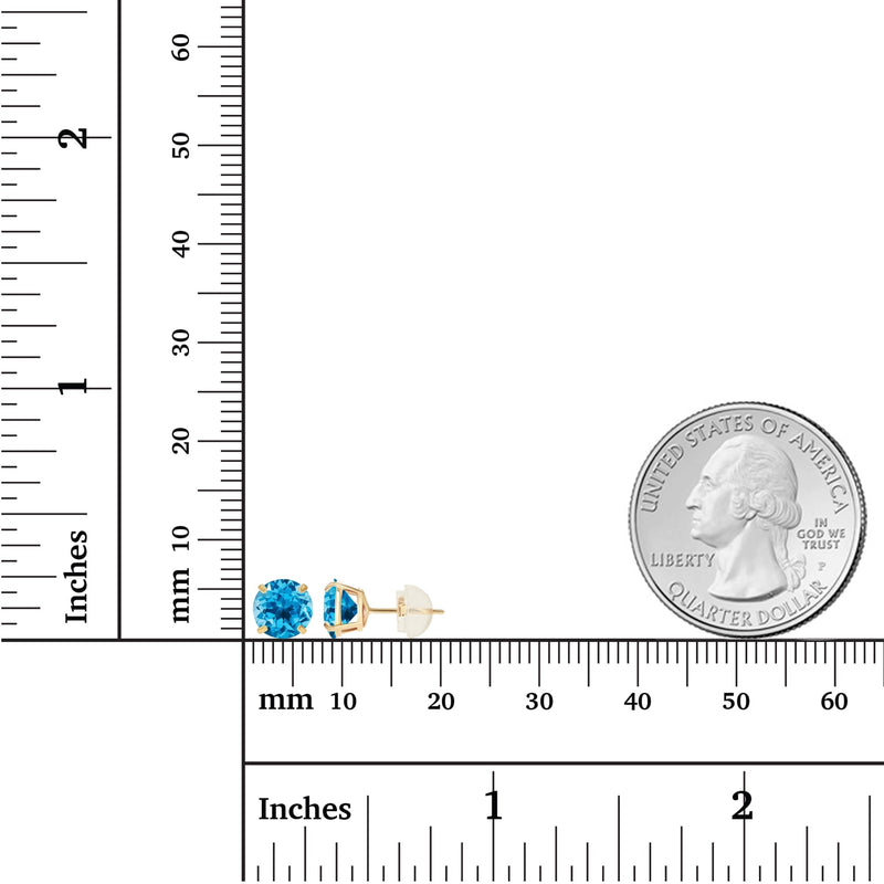 2.00 CTW Natural Swiss Blue Topaz Stud Earrings in 14K White Gold