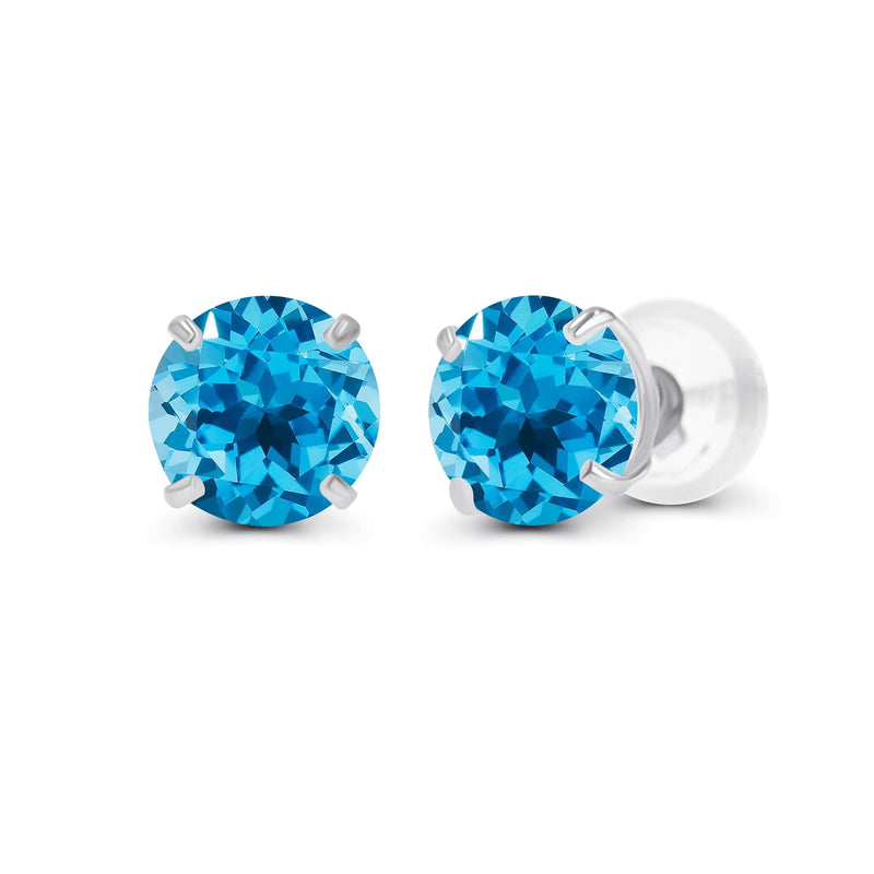 2.00 CTW Natural Red Garnet Stud Earrings in 14K White Gold -