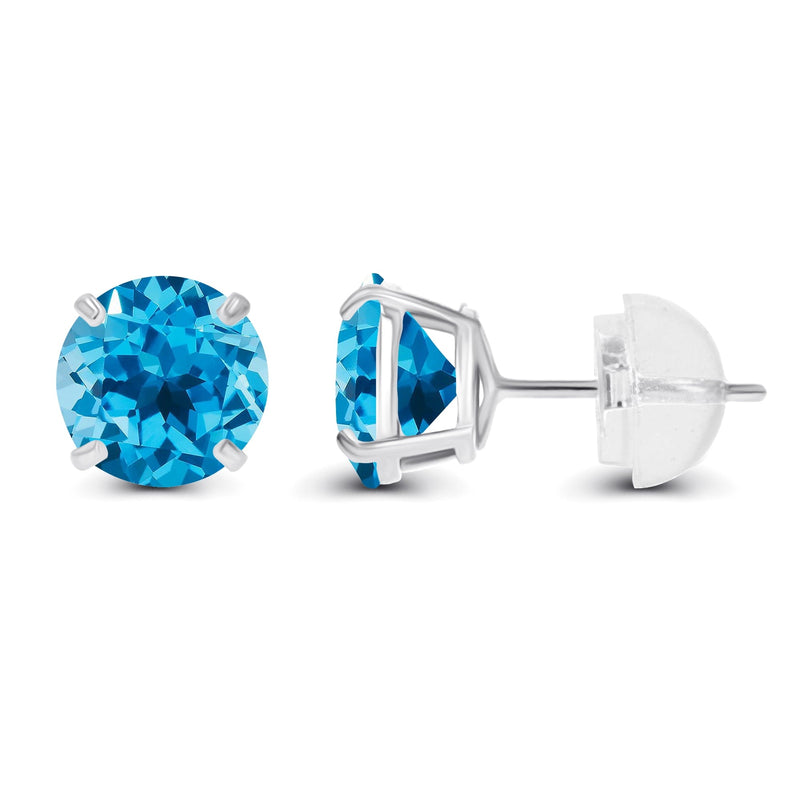 2.00 CTW Natural Red Garnet Stud Earrings in 14K White Gold -
