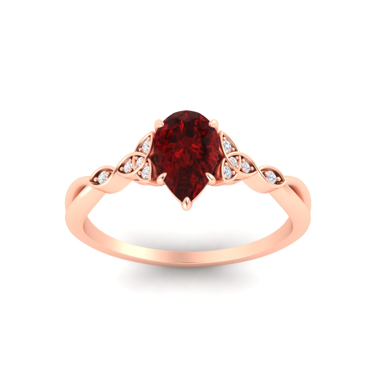 Pear-Shaped Ruby Red Gemstone Celtic Knot Engagement Ring