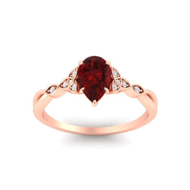Pear-Shaped Ruby Red Gemstone Celtic Knot Engagement Ring