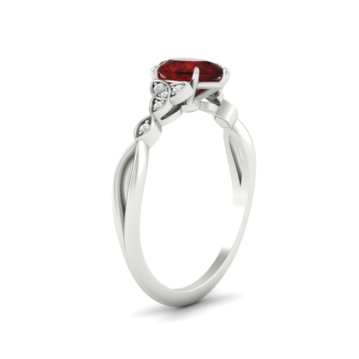 Pear-Shaped Ruby Red Gemstone Celtic Knot Engagement Ring