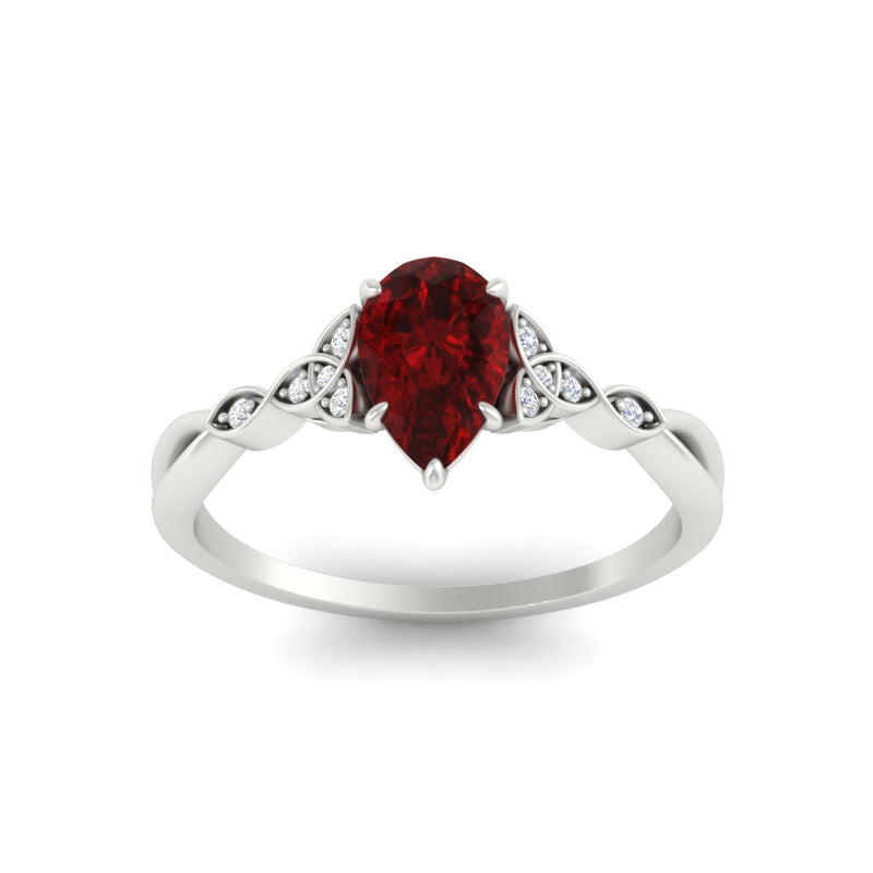 Pear-Shaped Ruby Red Gemstone Celtic Knot Engagement Ring
