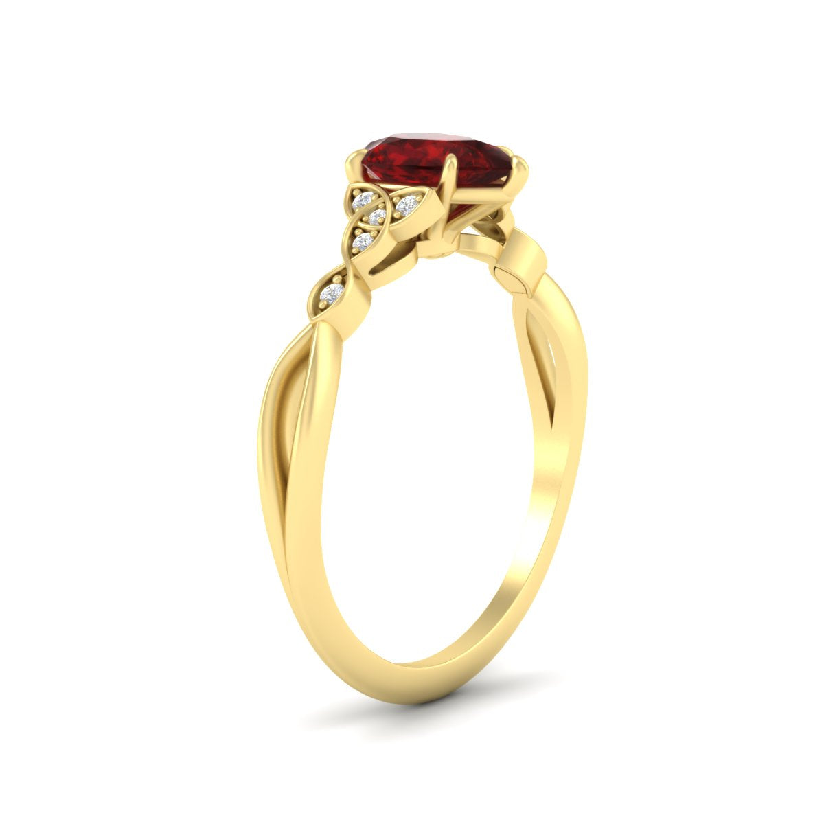 Pear-Shaped Ruby Red Gemstone Celtic Knot Engagement Ring