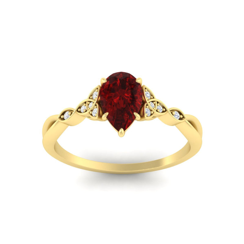 Pear-Shaped Ruby Red Gemstone Celtic Knot Engagement Ring