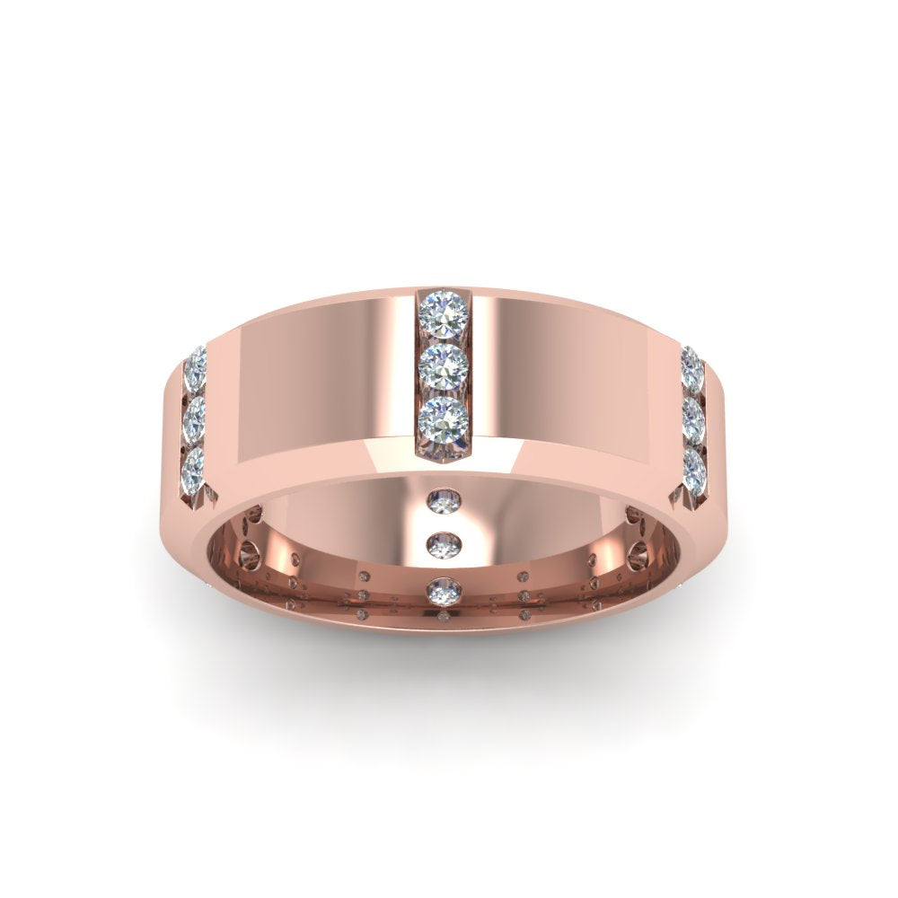 Men’s Channel-Set Three-Stone Diamond Anniversary Ring