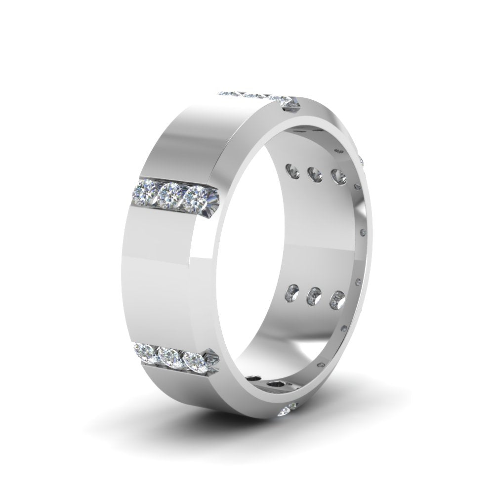 Men’s Channel-Set Three-Stone Diamond Anniversary Ring