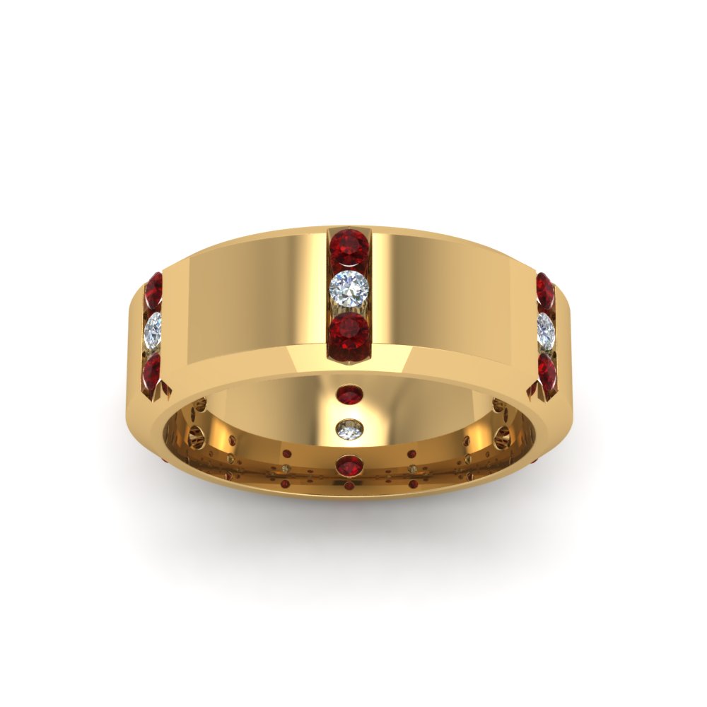 Men’s Channel-Set Three-Stone Diamond Anniversary Ring