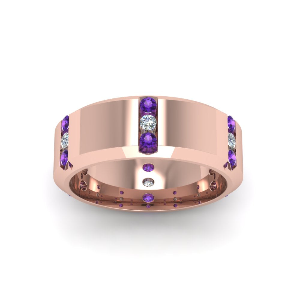 Men’s Channel-Set Three-Stone Diamond Anniversary Ring
