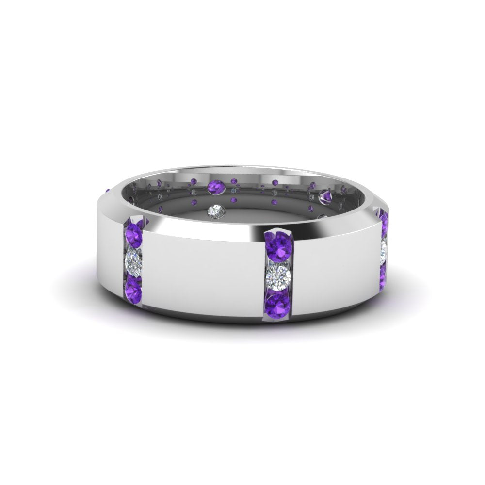 Men’s Channel-Set Three-Stone Diamond Anniversary Ring