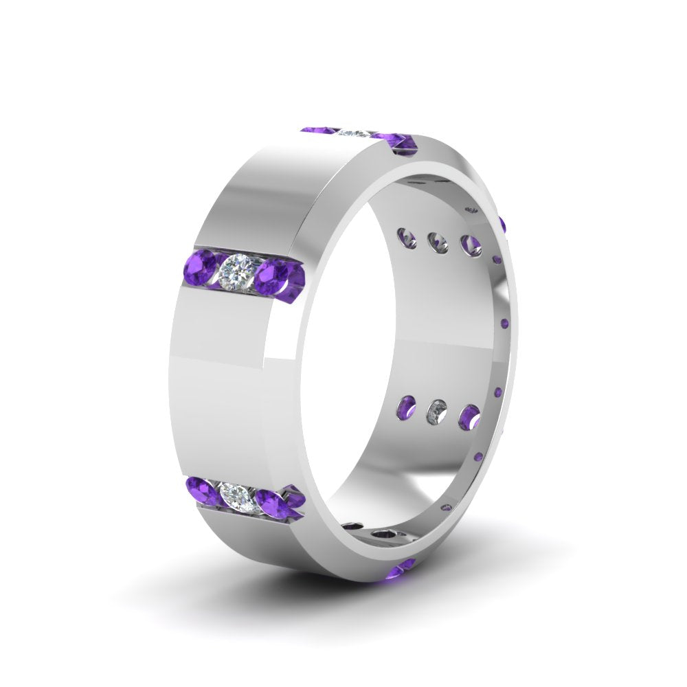 Men’s Channel-Set Three-Stone Diamond Anniversary Ring