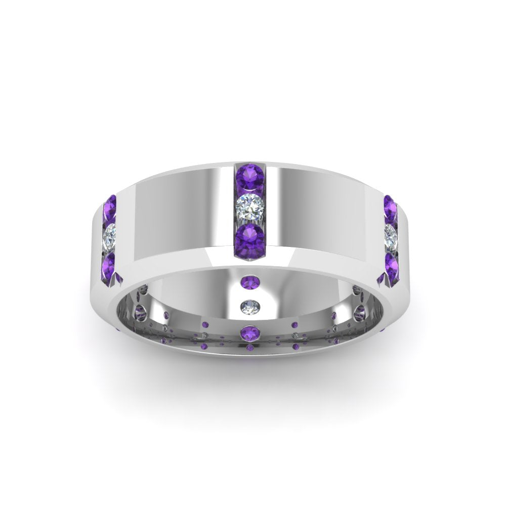 Men’s Channel-Set Three-Stone Diamond Anniversary Ring