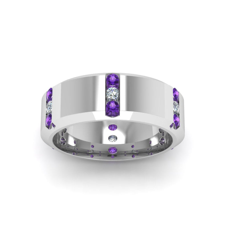 Men’s Channel-Set Three-Stone Diamond Anniversary Ring