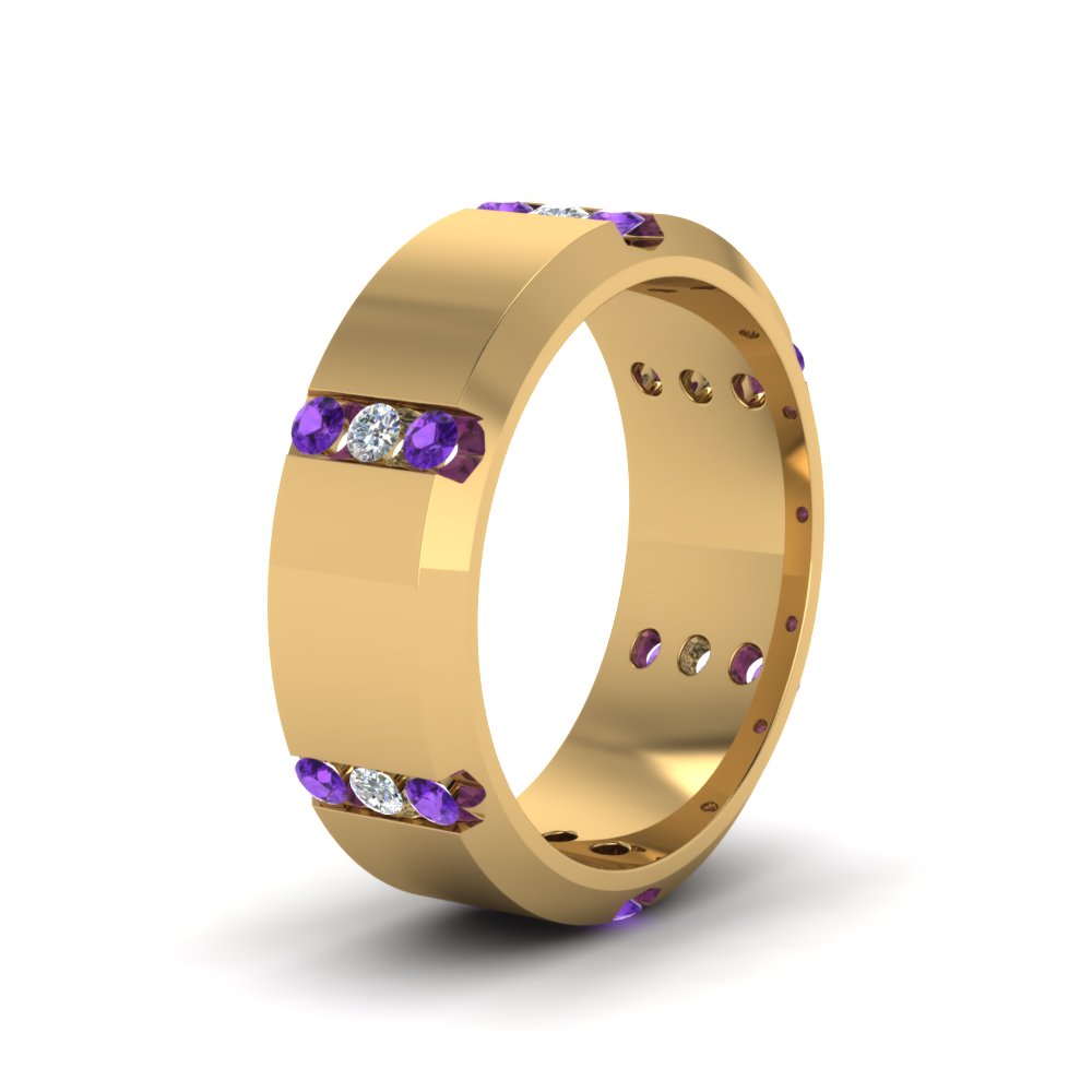 Men’s Channel-Set Three-Stone Diamond Anniversary Ring