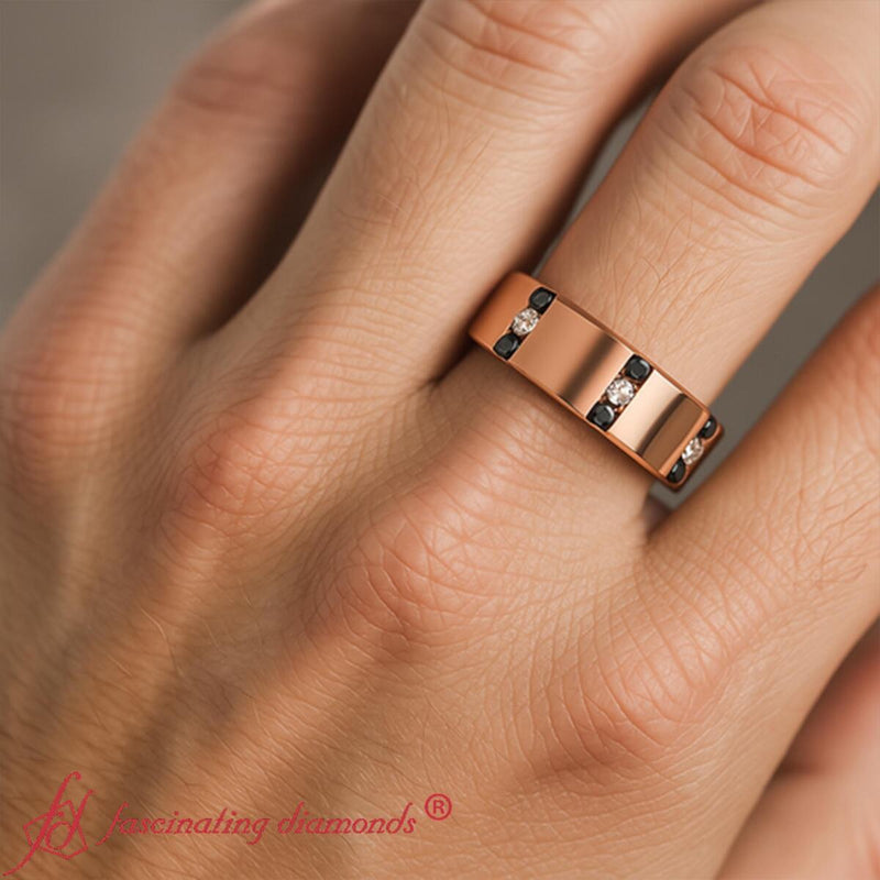 Men’s Channel-Set Three-Stone Diamond Anniversary Ring