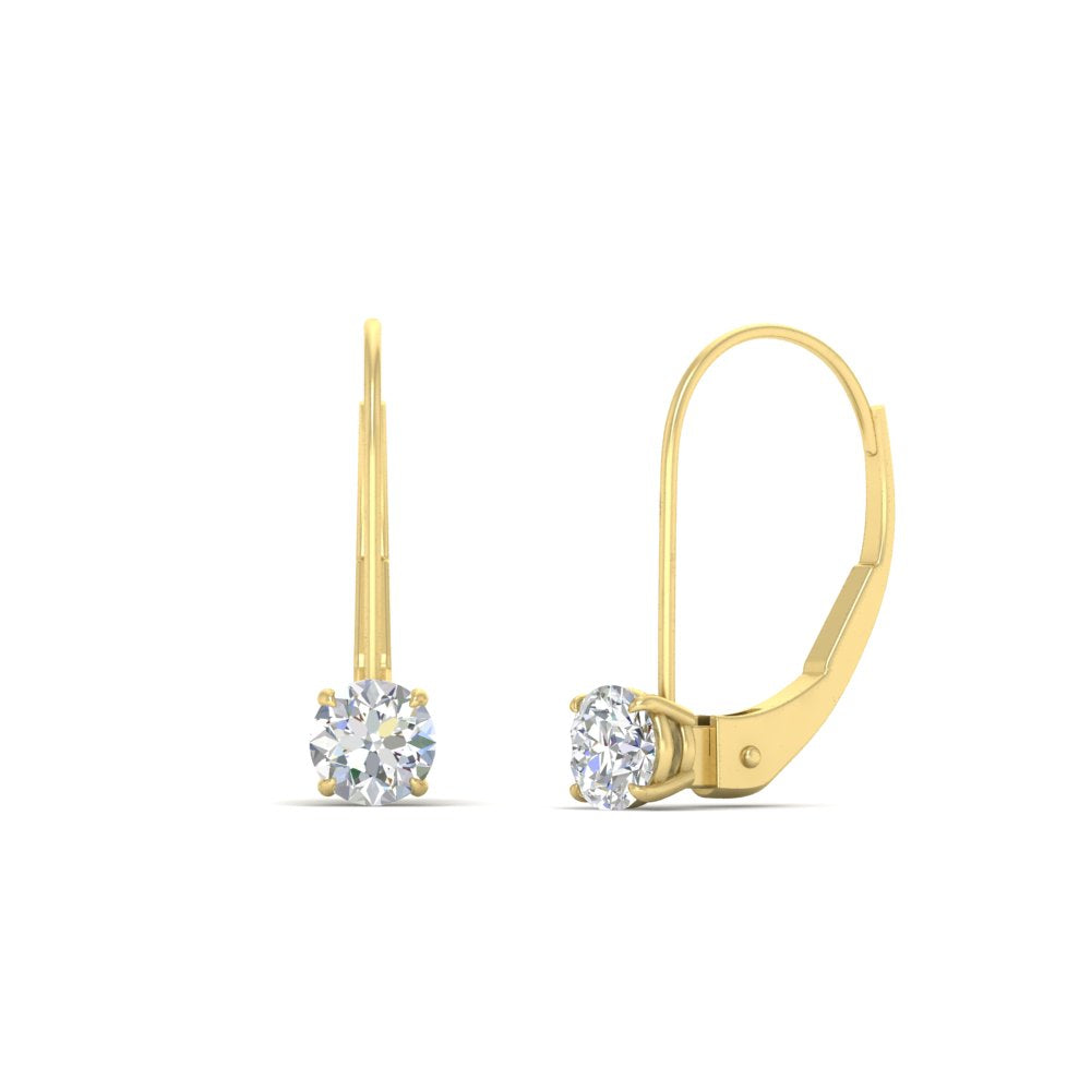 Small Round Diamond Leverback Earrings