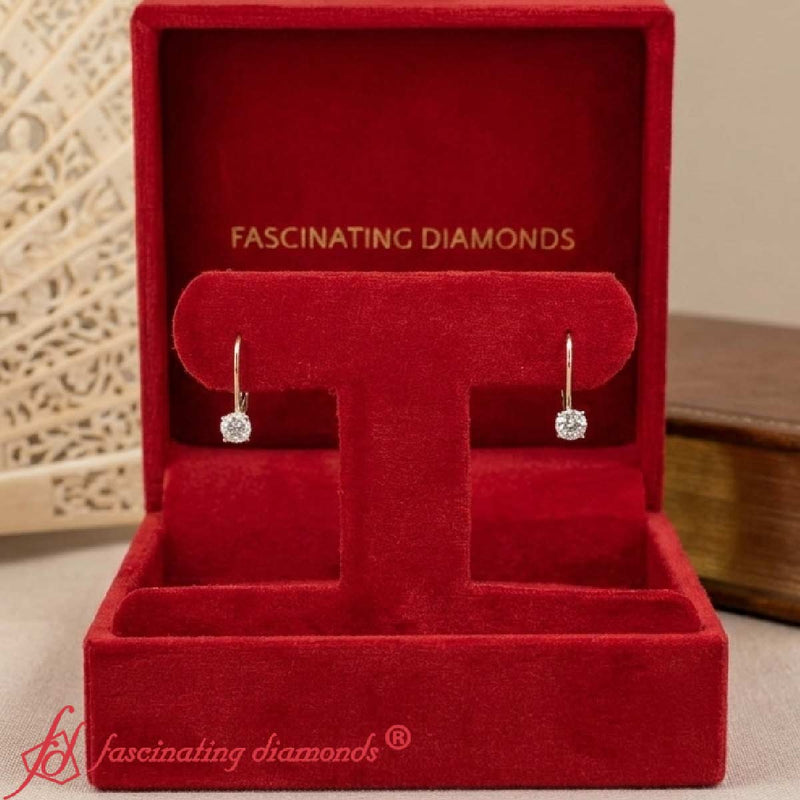 Small Round Diamond Leverback Earrings