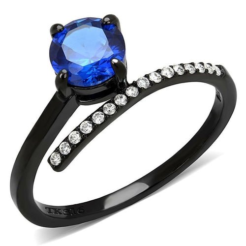 DA038 - IP Black(Ion Plating) Stainless Steel Ring with Synthetic