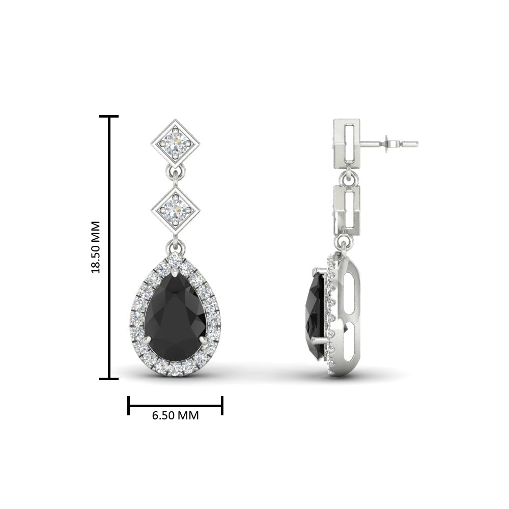Double Drop Pear Diamond Halo Earrings