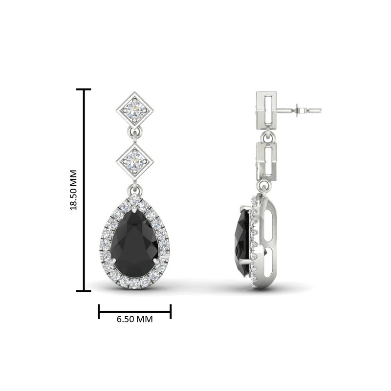 Double Drop Pear Diamond Halo Earrings