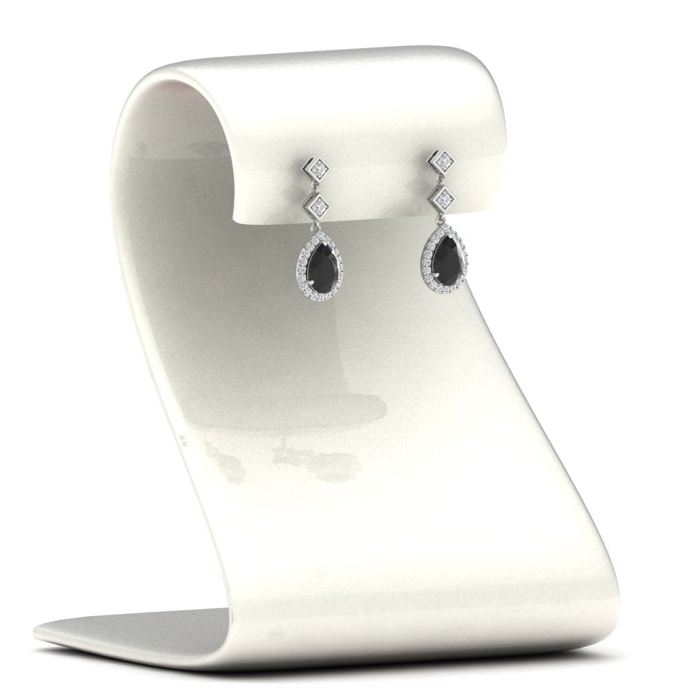 Double Drop Pear Diamond Halo Earrings