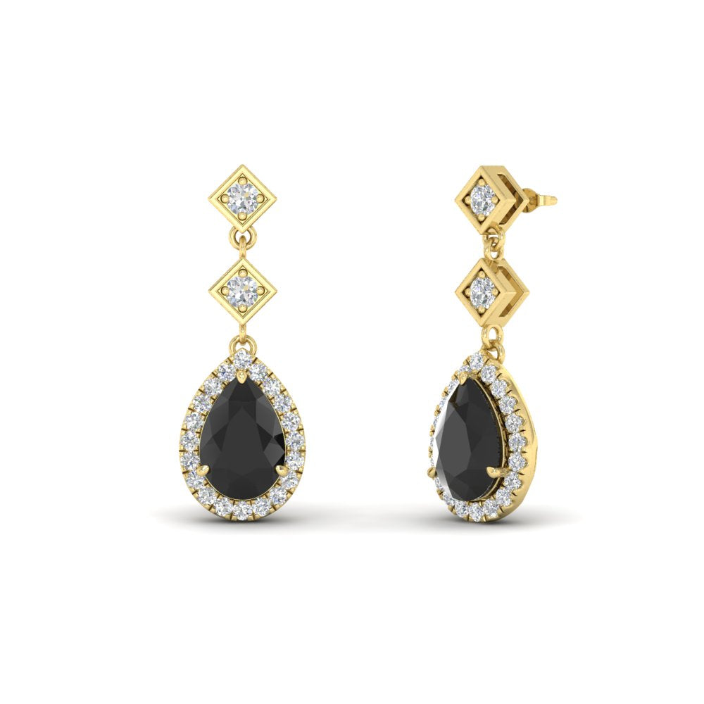 Double Drop Pear Diamond Halo Earrings