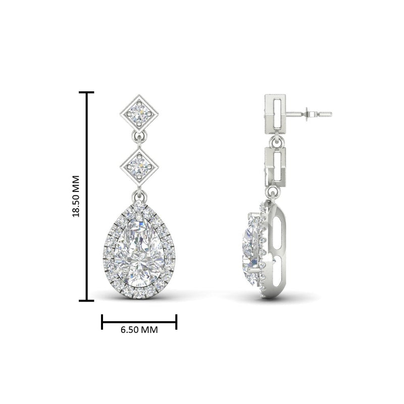 Double Drop Pear Diamond Halo Earrings