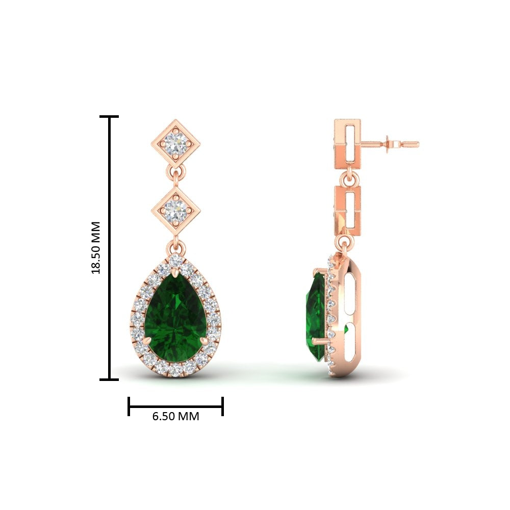 Double Drop Pear Diamond Halo Earrings