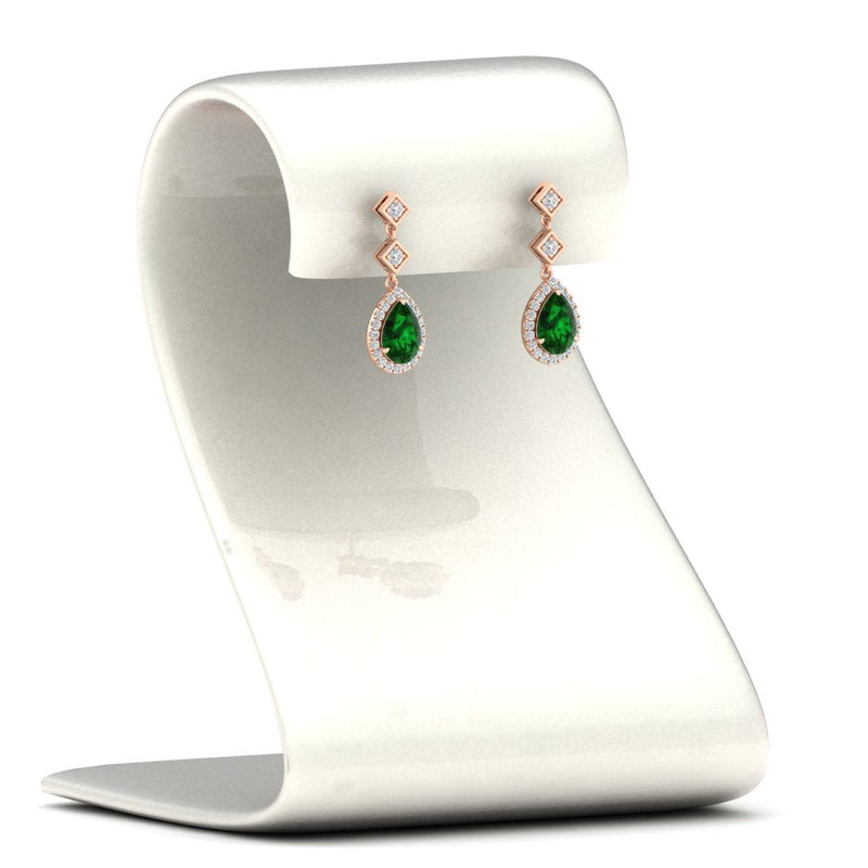 Double Drop Pear Diamond Halo Earrings
