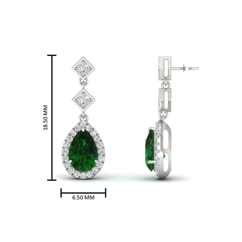 Double Drop Pear Diamond Halo Earrings