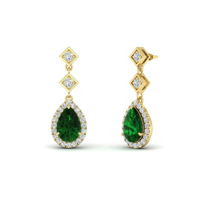 Double Drop Pear Diamond Halo Earrings
