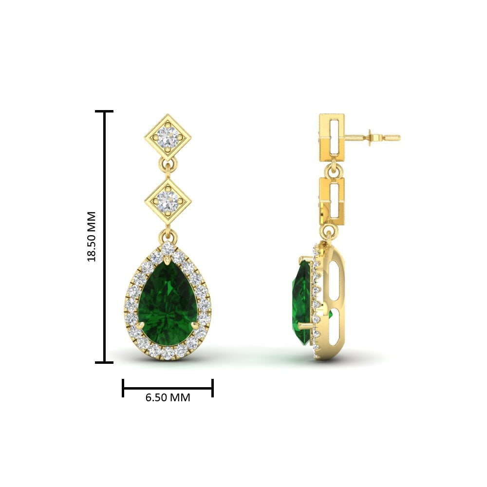 Double Drop Pear Diamond Halo Earrings