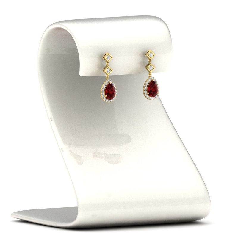 Double Drop Pear Diamond Halo Earrings