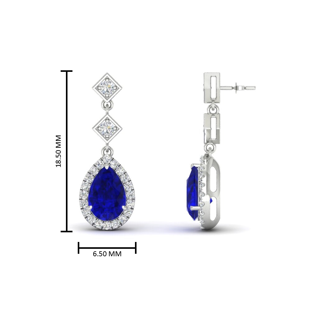 Double Drop Pear Diamond Halo Earrings