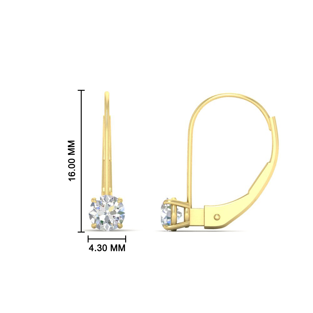 Small Round Diamond Leverback Earrings